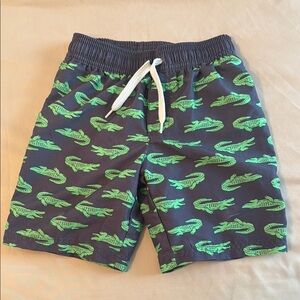 Kids Green Crocodile Print swim trunks